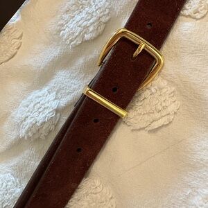 Madewell Brown Suede Leather Belt with Gold Buckle